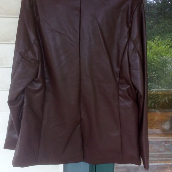 Stoosh Brown Faux Leather Double Breasted Blazer Size: XL NWT - Picture 4 of 10